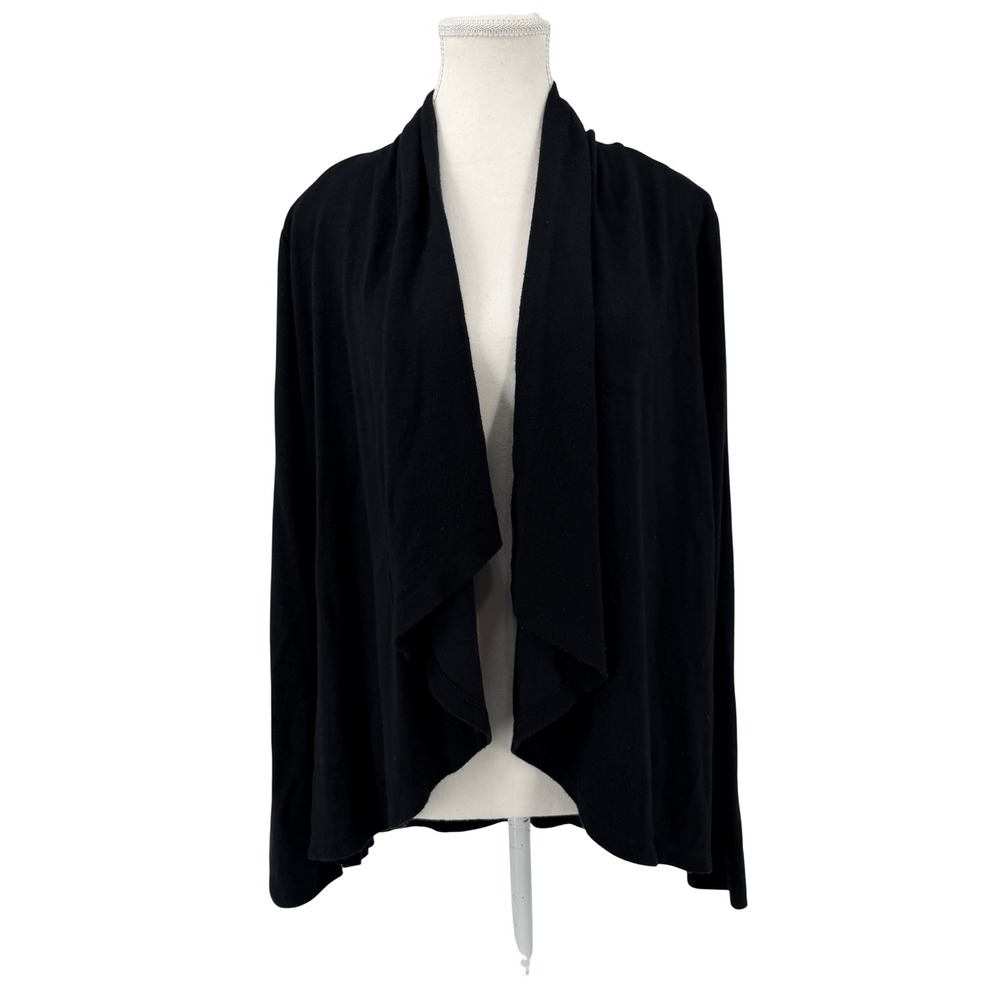 Karen Kane Black Waterfall Open Front Draped Cardigan XL Made in USA